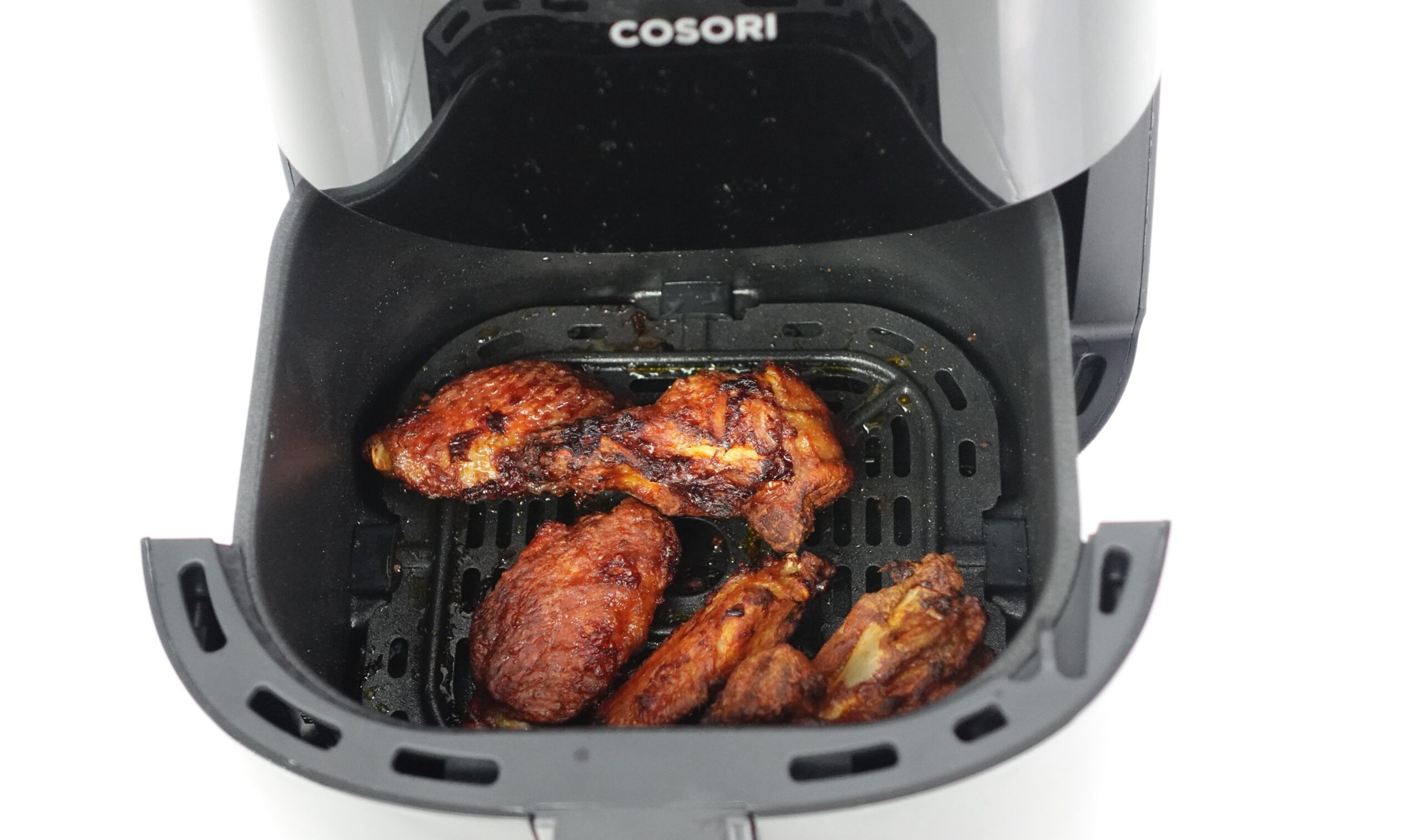 cosori mini airfryer frying chicken wings